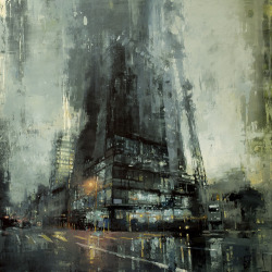 de-fine-art: As a young architect and wanna-be fine artist, I am absolutely mesmerized by artist Jeremy Mann. The way he instills the somber energy and flow in his cityscapes, bringing them to just the right level of abstraction, makes you feel as though