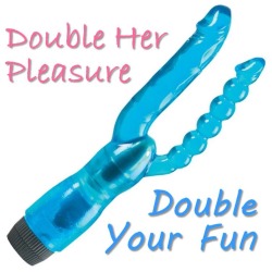whitehotwives:  True Story: This has been our go-to sex toy ever since we tried it for the first time. My wife goes wild when I begin thrusting this toy in and out of both her holes and when I start working her clit with my tongue while it’s vibrating