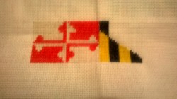 My Maryland flag cross stitch is coming along nicely considering it’s my first cross stitch. Only one mistake so far :) I think I&rsquo;ll make one for each of the states I&rsquo;ve lived in and hang em next to my giant ass Maryland flag 
