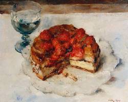 Walter Vaes. Still life of gateaux and a glass of waterÂ (study).