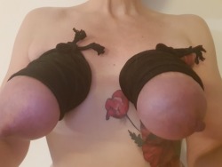 aspiretobeless: thank you…   hard… tight… and long binding…. with nipple pumps to stretch the nipples….  i pulled on the pumps….   Just TOTALLY great. Glorious. THANK YOU!!!