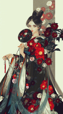 ziseviolet:   美人画   Paintings of beauties in traditional Chinese hanfu, by Chinese artist 伊吹鸡腿子. Artist’s Weibo: X. See more of her work here. 