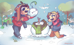 cheapcookiez:    ❄    ❄   ❄   SnowmanCRY ____________________________CinnamonToastKen and Pewds making a Cry snowman!  and jack/Mark in dah background having a snowball fight !THANK U ANON! i really RLY liked your idea! 0A0 &lt;3Hope you like