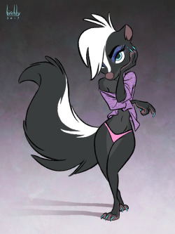 birchly: Courtney at a photo shoot, being generally fierce. I keep fiddling with her design but it’s getting more skunk-ish and closer to what I want.– model ref (NSFW) http://littleblackgoat.deviantart.com/art/Raphaella-10-261131119  Awyiss~ &lt;3
