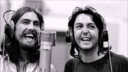 soundsof71:  George &amp; Paul at EMI Studio 3 on Abbey Road, recording Abbey Road