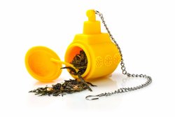 wickedclothes:  Yellow Submarine Tea Infuser  This Yellow Submarine should be filled with loose tea or herbs, not Beatles (or beetles for that matter). Simply fill your cup or teapot with boiling water and immerse the submarine. Currently on sale at Amazo
