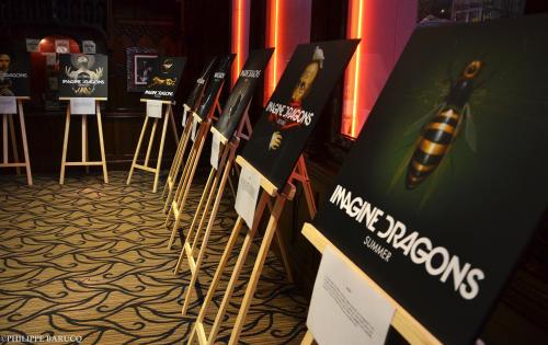imaginedragonsdaily:  #ImagineDragonsSmokeAndMirrors Exhibition launch with Tim Cantor At Hard Rock Cafe Paris.