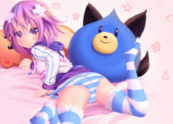 ioemi:  Neptune from Hyperdimension Neptunia I love her carefree personality and I decided to draw her, perhaps is a little too simple.Check me on Patreon.com/koro or pixiv.me/dkoro