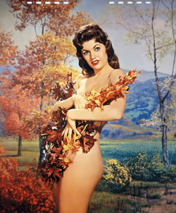 Beverly Hills       (aka. Beverly Powers)As featured in Pinup Calendar Lithograph #534, entitled: “Autumn Leaves”..