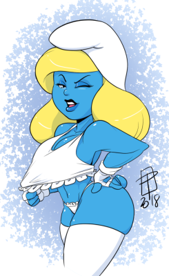 callmepo: Wanna SMURF?  Been seeing a lot of sexy Smurfette images in my dash so I did one as a warm-up.  KO-FI / TWITTER  &lt; |D’‘‘‘‘‘