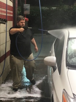 socalstockybear: teddybearandco: Hot bear washing his car late at night. Daaaaam.  Handsome thick guy w/no belt on, freggin HOT!  I would have stuck around and got a crack shot but that’s just because I’m a pervert.  Hahahaha.  Thanks for the
