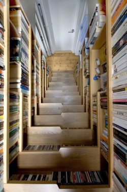 maluna: bookcase staircase! Awesome!