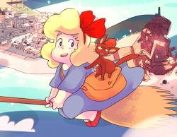 kalematsuba:  sadie’s delivery service !! been wanting to do this one for a while.. i also totally borrowed a bg from @stevencrewniverse so i hope thats cool 
