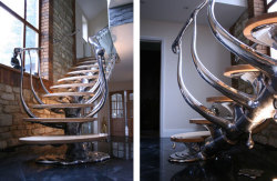 designed-for-life:  Sculptural Staircase by Philip Watts Design This sculptural staircase features glass and timber details and was a bespoke design for a private residential interior in North Hampton. The breath-taking design takes the form of a backbone