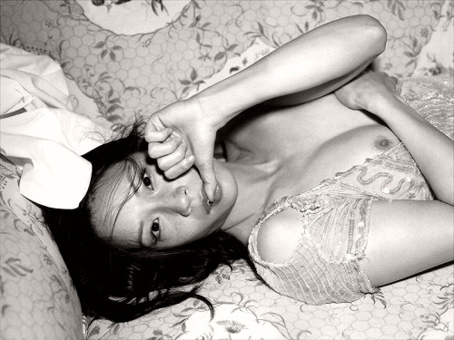 hotsexyfemalecelebs:Lucy Liu braless and topless photoshoot