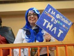 illogical-bullshit:  Someone cosplayed as Tumblr…  I can’t do a reverse search and the Page posted it without Credit, so if you know who this is please tell us! 