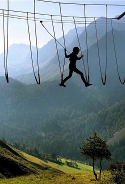 Over thin air (skywalking in the Swiss Alps)