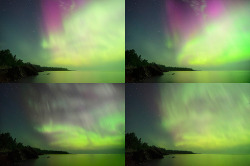 Landscapelifescape:  Lake Superior, Michigan, Usa Transition Of The Aurora (By Adonyvan)
