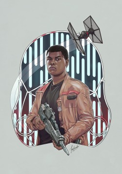 darthfar:  Finn, for michaelcerasofficial. Finn is awesome. Hell, John Boyega is awesome. Poe Dameron here. [A couple of people have asked about prints. I’ll post both Poe and Finn to my Society 6… once I finish cleaning up the 2 gajillion stray pixels