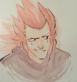 stinedraws:  35/365 One of my housemates reminded me of Kingdom Hearts the other day, made me a bit nostalgic 💛 #art #drawing #watercolor #kuretake #ink #axel #kingdomhearts #dailyart #365 