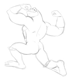 Another nostalgia sketch&ndash; Pimple from Battletoads!(I am reluctant to call this sketch NSFW, since the character doesn’t wear clothes and this *is* pretty much what he looks like from the back in canon, so.. XD)