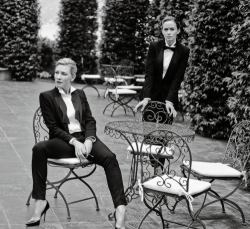 blondiepoison:  Cate Blanchett and Emily Blunt suited up for IWC Schaffhausenâ€™s ad campaign   