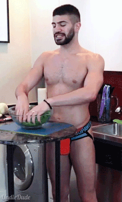 undiedude2:Richard Making a Healthy Salad for My Naked Kitchen