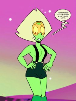 eyzmaster:  Steven Universe - Peridot 96 by theEyZmaster  #costumeswap Peridot dressed as “Doc” Ruby!Will anyone ask me to put a NSFW tag this time considering that’s the actual design a character in the cartoon used??? :P     ;9