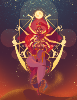 dlie:  My entry for the Character Design Challenge Sage of Spirits Nabooru! I got really loosely inspired by the Hindu mythology and iconography. Reaaaaally loosely. EDIT: Resized the image to center the character a bit more 
