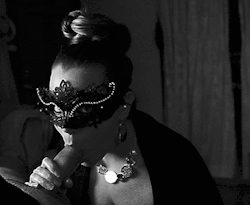 modern-hedonist:  Here’s a nice, slow, teasing gif from our first masked session a couple weeks ago. Do you like it? Mrs loves to perform. Imagine it’s you she’s looking at, as if to say “you’re next.“  