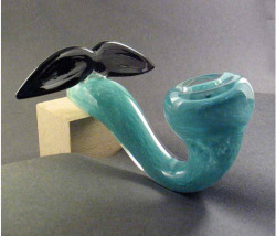 Pyrex glass pipe, 4″ with a novelty mustache fused to mouthpiece. The baby has it’s pacifier, and adults have the mustache pipe. - MessyNessyChic