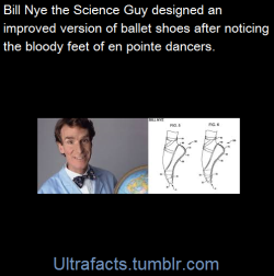 ultrafacts:  Bill was doing a program on muscles and tendons for his show and as part of that, visited a ballet. While there, he noticed that all the ballerina’s pointy shoes were bloody. This is part of the struggle of dancing on pointe, yes, but Bill