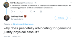 anime-hater:  homestuckstuff1442:  tiffanarchy:   steviemcfly: This may well be the stupidest fucking thing I’ve ever read. “peacefully advocating for genocide”    Do they even know what fucking genocide means?   