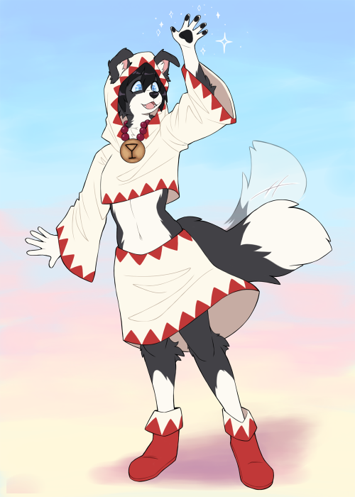 soft–dogs:commission for @fishburp! a white mage border collie :3