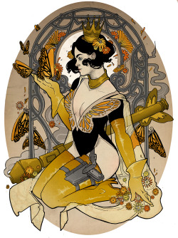 helenmask:  Dr. Mrs. The Monarch  I wanted her to have a vintage feel. Also to anyone who has messaged me in the past month about commissions I am so sorry I have not gotten back to you I’ve had some family stuff I had to do. I will be getting back