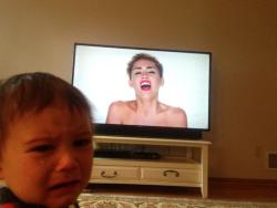 reasonsmysoniscrying:  &ldquo;Miley was on TV.&rdquo;Submitted By: Will H.Location: Missouri, United States 