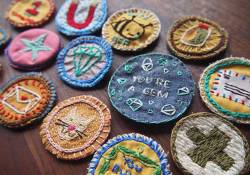 scissorsandthread:  DIY Merit Badges | The Etsy Blog Growing up, I was in the Brownies which is like the Girl Scouts. One of the best parts was getting merit badges. I’d go through the little book to see what you had to do to get the next one (funnily