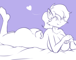 hayakain: Sally relaxes in bed, minus clothes :D &lt;3 &lt;3 &lt;3