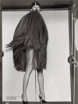 dazedarchives:  Dazed &amp; Confused, April 1998“e=mc2″photographer: Steven Kleinstylist: Katy EnglandKaren Elson wearing Givenchy Haute Couture 