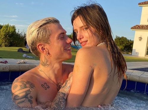 Bella Thorne Topless With Boyfriend In A Pool