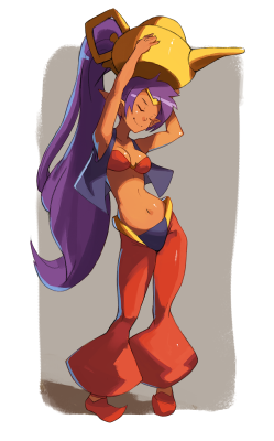 vinsmousseux:    Daily sketch 7: I started playing Shantae and the Pirate’s curse yesterday. That whole game is one ball of cute, Wayforward really outdid themselves in the art department. Shantae does a little dance when you use her lamp to suck up