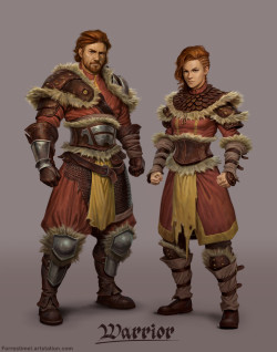 moshpitwallflower:  char-portraits: Fantasy Classes series by  Forrest Imel: Warrior, Warlock, Priest, Paladin, Druid, Mage, Ranger, Thief *slams fist on table* THIS IS THE SORT OF GENDER EQUAL CHARACTER DESIGN I LIKE TO SEE. 
