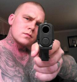 musclesskinfilth:     “This can go one of two ways, I can shoot my load or a bullet into you…you decide, nigger.”  I opt for both!  Open ur mouth fucker!   Done told you fags and nigs to stay away.