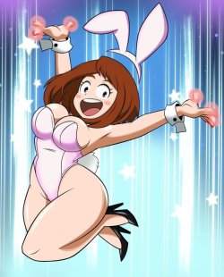 grimphantom2:  Bunny Ochako by grimphantom  Hey guys! Commission done for @dj-blu3z who asked for Uraraka Ochako from My Hero Academia in a bunny outfit. I like the idea a lot and DJ’s enthusiasm really made this fun along that showing Ochako’s cared