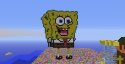 minecraftbeef:  Spongebob is almost done!! Built by” Princesskitty420 MinecraftBeef:198.144.179.3:26069  That is actually pretty detailed. O.O Come play minecraft with us!!!!!!!