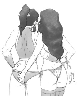 callmepo:  Butt Buddies by CallMePo Ending the night with a fun little Korrasami sketch. Night all!  &lt; |D&rsquo;&ldquo;&rdquo;&rsquo;