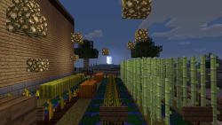First pic is a moonrise over the community garden, which is behind the first small building of the town hall I built. I just thought it was so pretty :)
