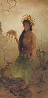 Balinese Woman with Offering, by Lee Man Fong, via Christie’s. 