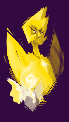 rebeccareynolds:  Lunchtime painting of Yellow Diamond and her asshole Pearl 