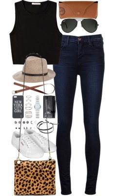 styleselection:  outfit for school by im-emma featuring a real leather walletPieces crop shirt, 20 AUD / J Brand skinny leg jeans, 415 AUD / Superga lacing sneaker, 92 AUD / Clare V white leather bag, 320 AUD / Marc Jacobs real leather wallet, 690 AUD